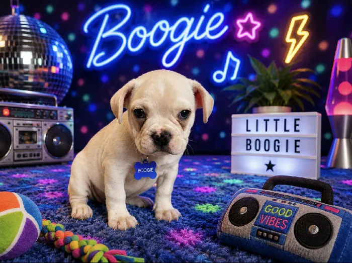 Male French Bulldog puppy named Boogie for sale at Puppy City Harrisonburg.