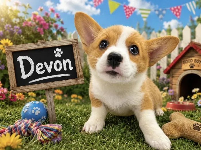 Female Pembroke Welsh Corgi puppy named Devon for sale at Puppy City Harrisonburg.