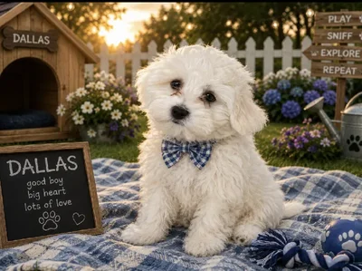 Male Maltichon puppy named Dallas for sale at Puppy City Harrisonburg.