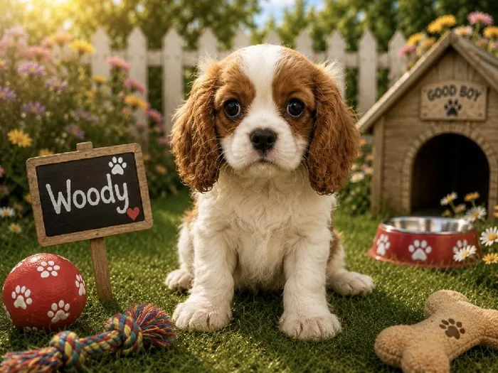 Male Cavalier King Charles Spaniel puppy named Woody for sale at Puppy City Harrisonburg.
