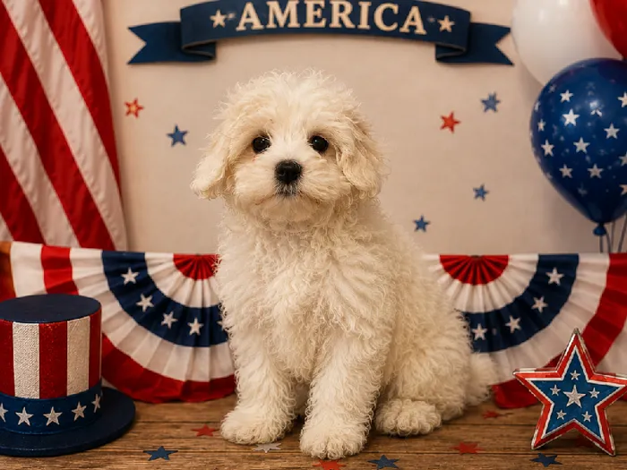Female Maltichon puppy named Sweet Pea for sale at Puppy City Winchester.