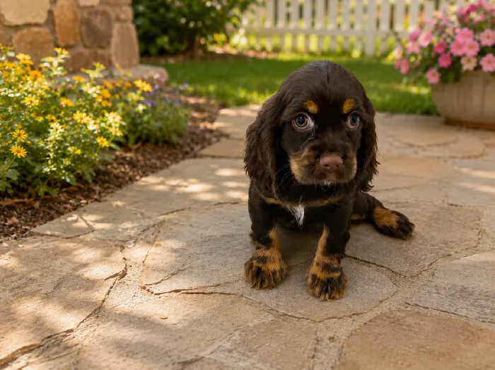 Female Cockalier (Cocker/Cavalier) puppy named Zinnia for sale at Puppy City Winchester.