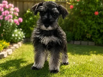 Female Mini Schnauzer puppy named Laney for sale at Puppy City Winchester.