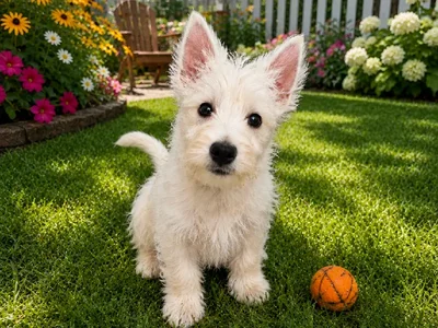 Male West Highland Terrier puppy named Bandit for sale at Puppy City Winchester.