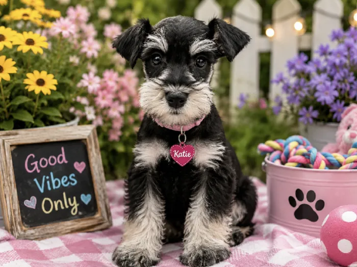 Female Mini Schnauzer puppy named Katie for sale at Puppy City Harrisonburg.