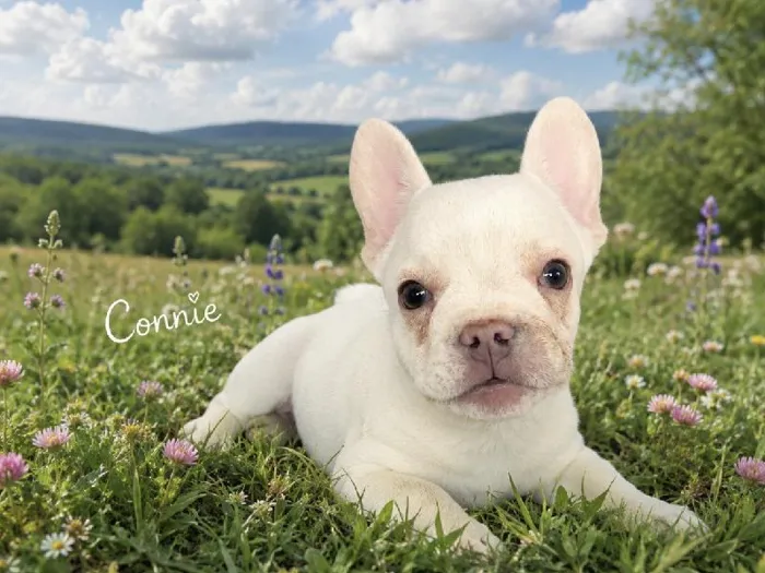Female French Bulldog puppy named Connie for sale at Puppy City Harrisonburg.