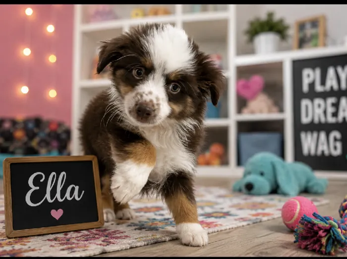 Female Miniature Australian Shepherd puppy named Ella for sale at Puppy City Harrisonburg.