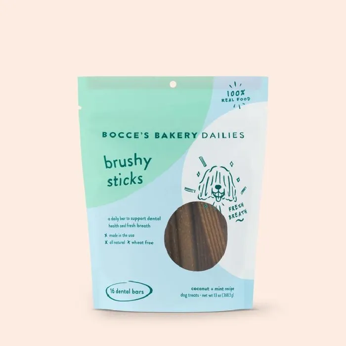 Bocce’s Bakery Dailies Brushy Sticks Treats For Medium Dogs, 13-oz