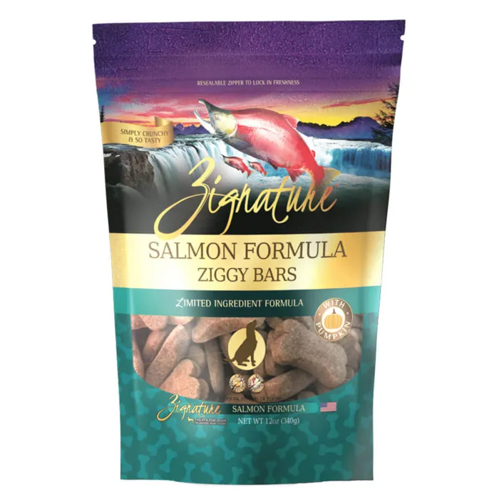 Zignature Dog Treat Gf Ziggy Bars Slmn 12-oz