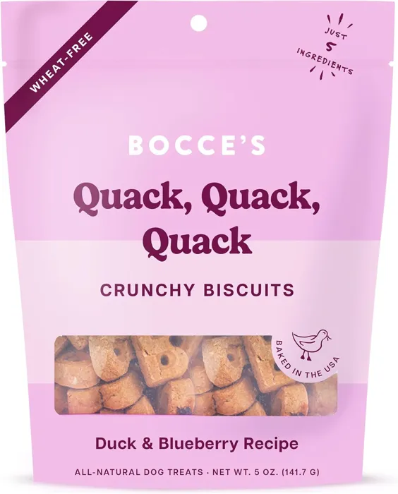 Bocce's Bakery Quack Quack Quack Duck & Blueberry Crunchy Biscuits 5-oz