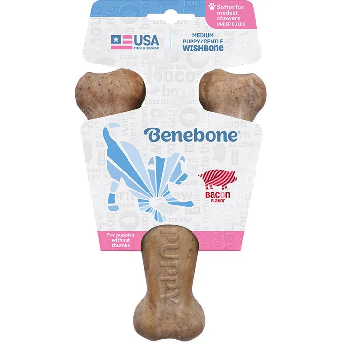 Benebone Dog Wishbone Bacon Puppy Medium