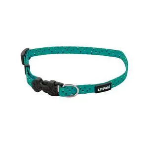 Adjustable Patterned Dog Collar, Teal And Grey Di