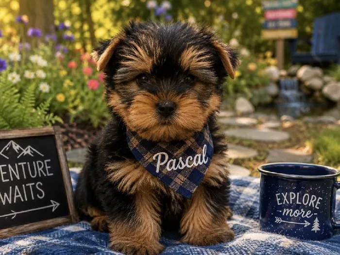 Male Yorkie puppy named Pascal for sale at Puppy City Harrisonburg.
