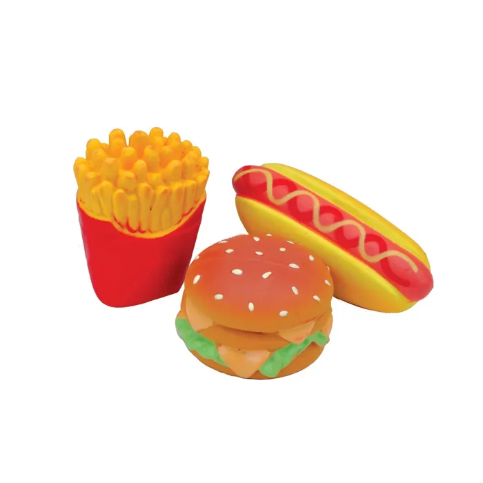 Latex Toy Set - Hamburger French Fry And Hotdog 4"