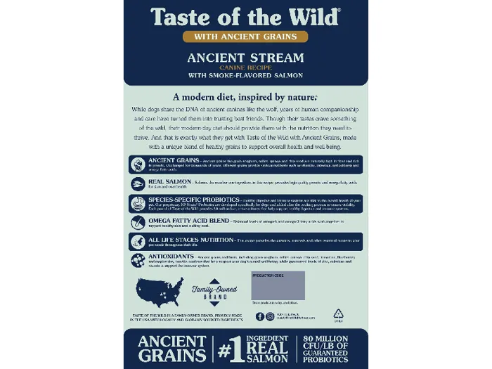 Ancient Stream Smoked Salmon & Ancient Grain Recipe Dry Dog Food 14-lb
