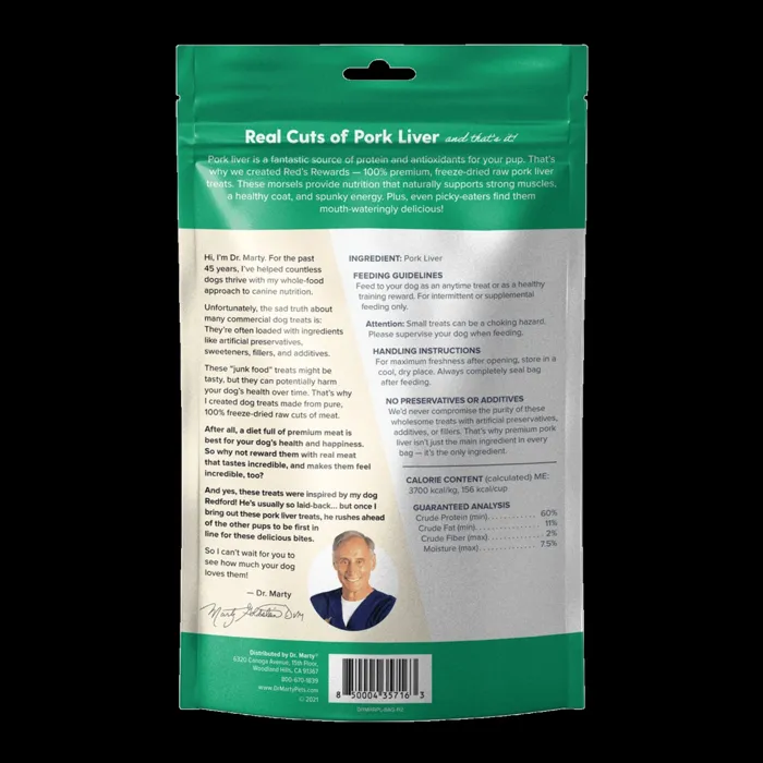 Dr. Marty Dog Red's Reward Pork Liver Treat 4-oz