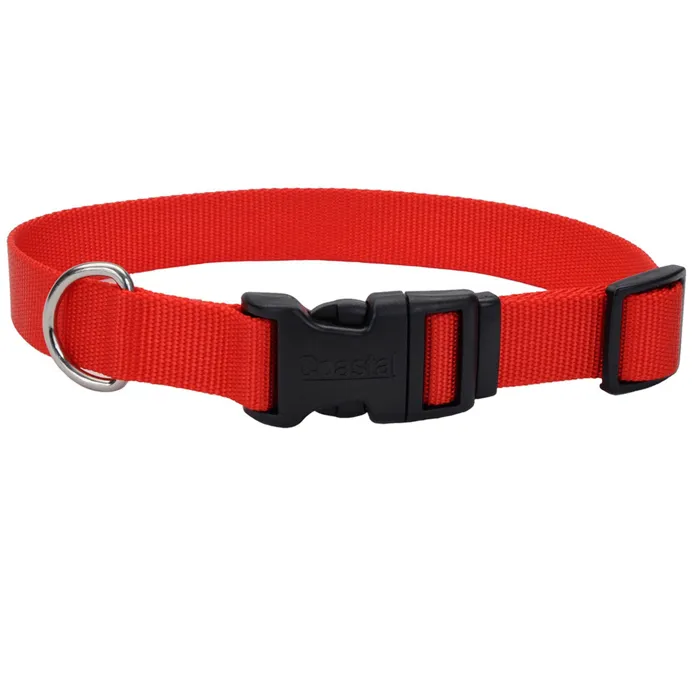 Adjustable Dog Collar With Plastic Buckle Red Med - 3/4" X 14"-20"