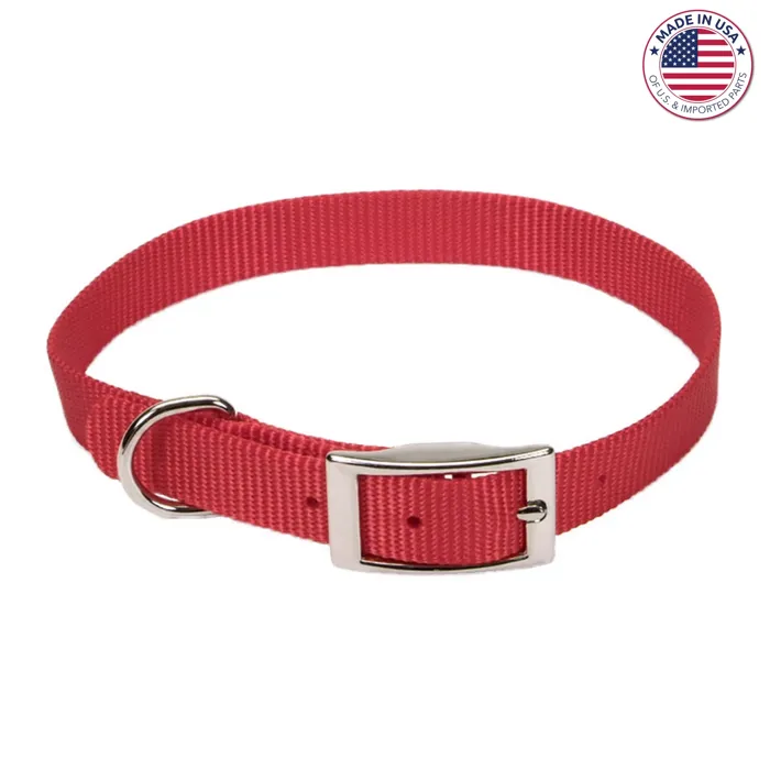 Single Ply Dog Collar - Red Xsml 3/8" X 10"