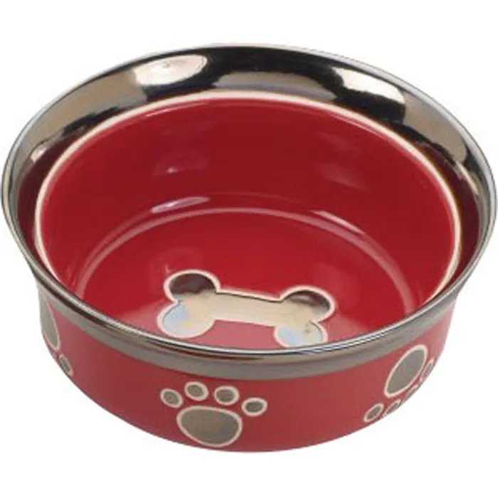Ritz Copper Rim Dog Dish Red 7 Inch