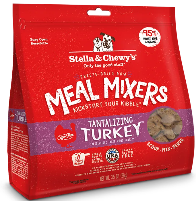 Stella & Chewy's Meal Mixers Freeze Dried Raw Tantalizing Turkey Grain Free Dog Food Topper 3.5-oz