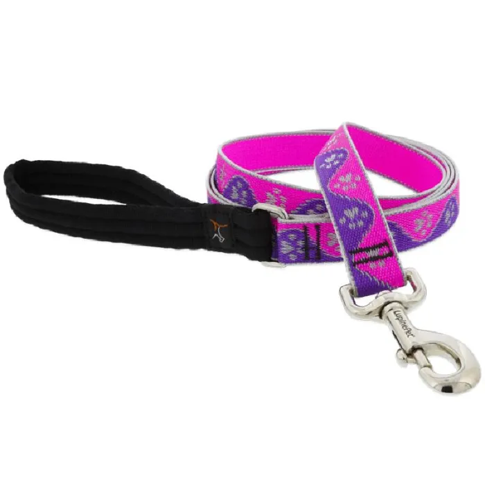1 Inch Pink Paws Leash 6 Foot