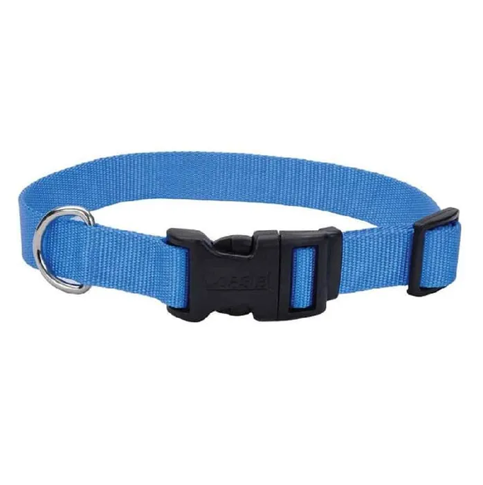 Adjustable Dog Collar With Plastic Buckle Blue Lagoon Med - 3/4" X 14"-20"