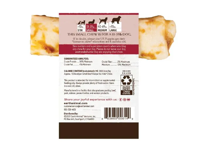 Earth Animal No-hide Chew Beef 4"