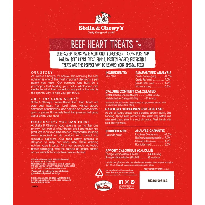 Stella & Chewy's Beef Heart Fd Dog Treat 3-oz