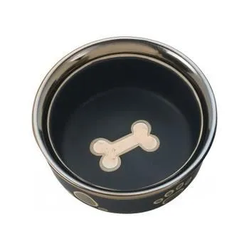 Ritz Copper Rim Dog Dish Black 7 Inch