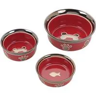 Ritz Copper Rim Dog Dish Red 7 Inch