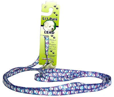 Patterned Dog Leash With E Z Snap - Light Blue Paw