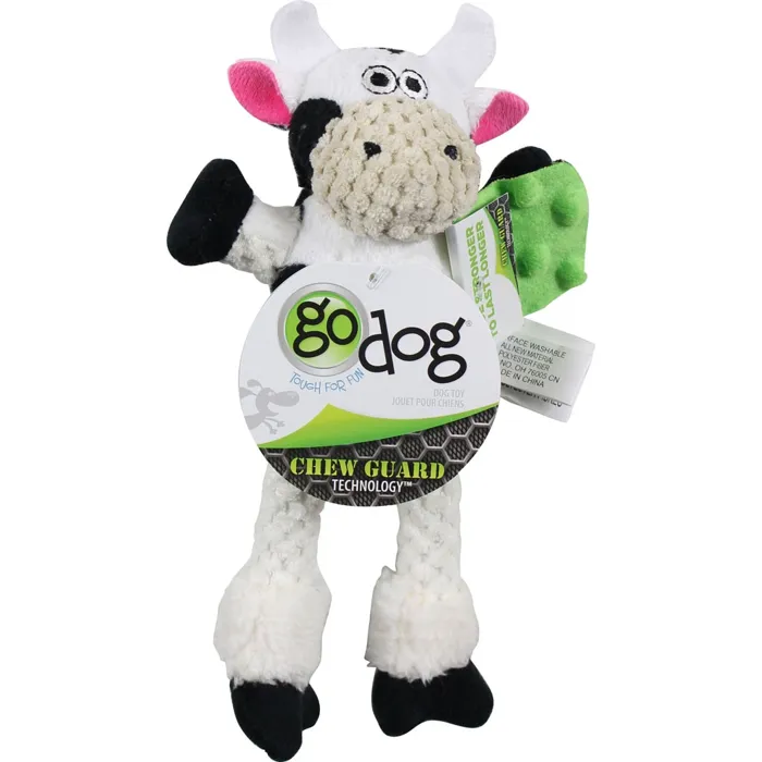 Godog Checkers Skinny Cow Plush Dog Toy Xsmall