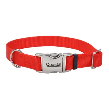 Adjustable Dog Collar With Metal Buckle Red Sml - 5/8" X 10"-14"