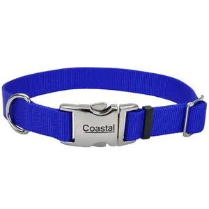 Adjustable Dog Collar With Metal Buckle - Blue 5/8