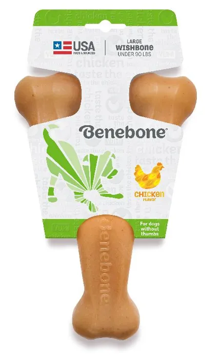 Benebone Rotisserie Chicken Flavored Wishbone Dog Chew Toy Large