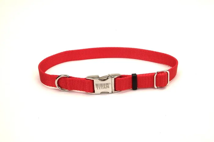 Adjustable Dog Collar With Metal Bucklered 5/8" X