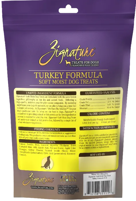Zignature Dog Treat Soft Moist Turkey Hearts 4-oz