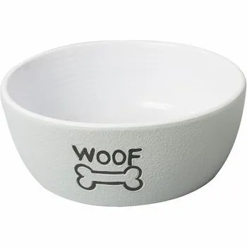 5 In. Nantucket Woof Dog Dish - Gray