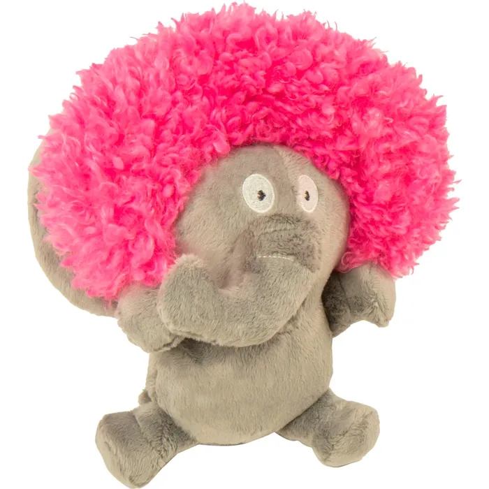 Lg. Godog Silent Squeak Elephant Crazy Hair