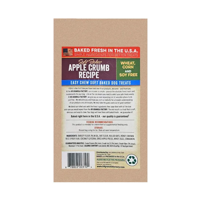 K9 Granola Dog Soft Bakes Apple Crumb 12-oz