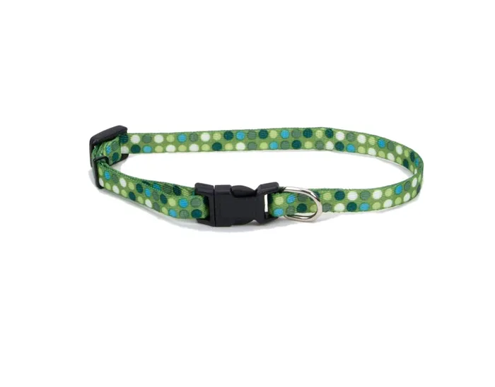 Adjustable Collar, Green Dots, 3/8" X 08"-12"