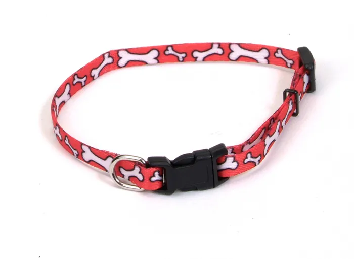Li'l Pals Adj Collar 6"-8" Red & White Bones
