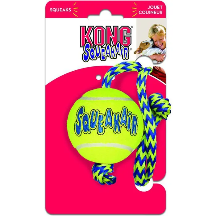 Kong Dog Squeaker Ball With Rope Medium
