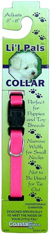 Adjustable Dog Collar - Neon Pink 3/8" X 06"-08"