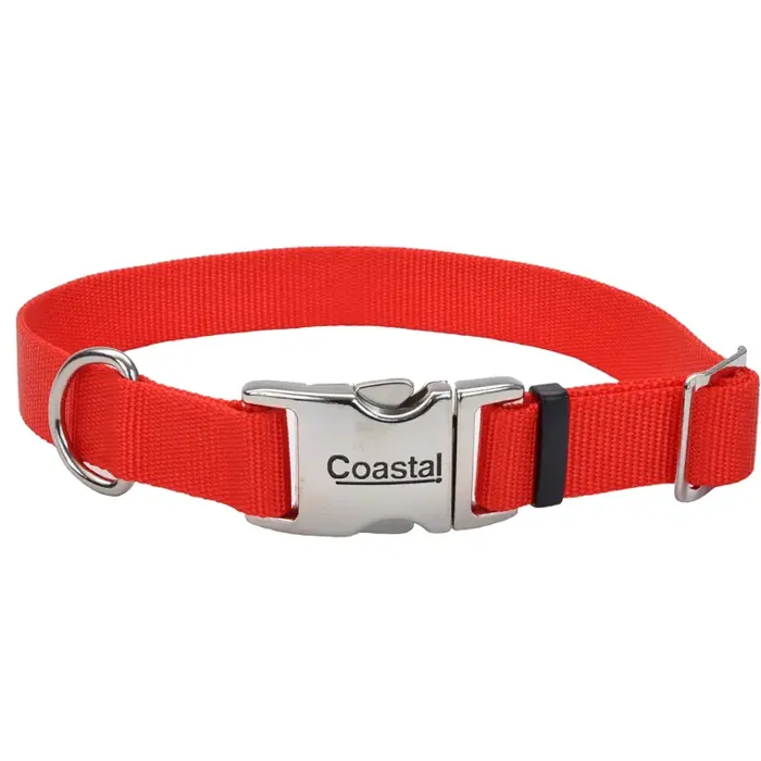 Adjustable Dog Collar With Metal Bucklered 5/8" X