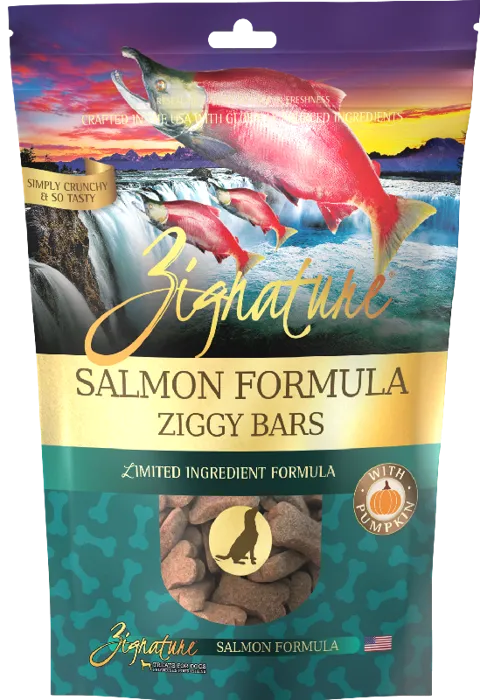 Zignature Dog Treat Gf Ziggy Bars Slmn 12-oz