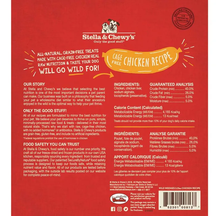 Stella & Chewy's Fd Wild Weenies Chicken 3.25-oz