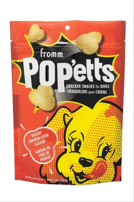 Fromm Pop'etts Kickin' Ckn Lvr Cracker Snacks Dog Treats, 6-oz