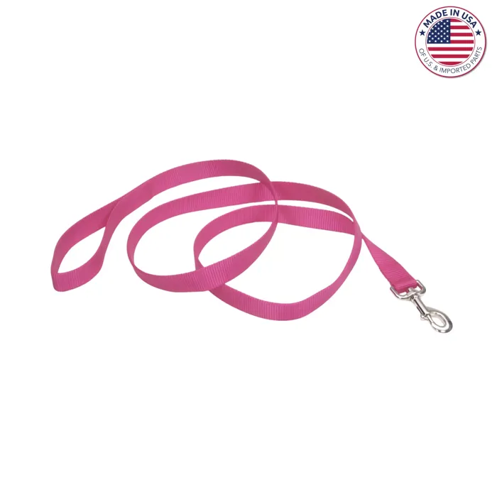 Single Ply Dog Leash - Neon Pink 5/8" X 6'