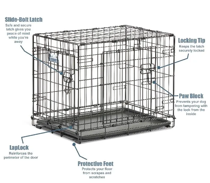 Contour Double Door Dog Crate Black 24x18x19